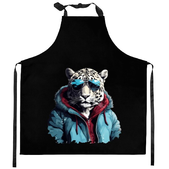 Street Style Snow Leopard | Leopard Lovers Kitchen Aprons