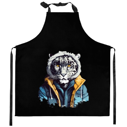 Street Style Snow Leopard | Leopard Lovers Kitchen Aprons