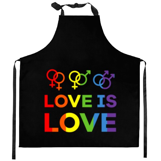 love is love Kitchen Aprons love rainbow gay lesbian lgbt