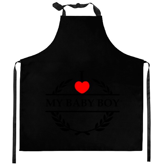 I heart love my baby boy Kitchen Aprons