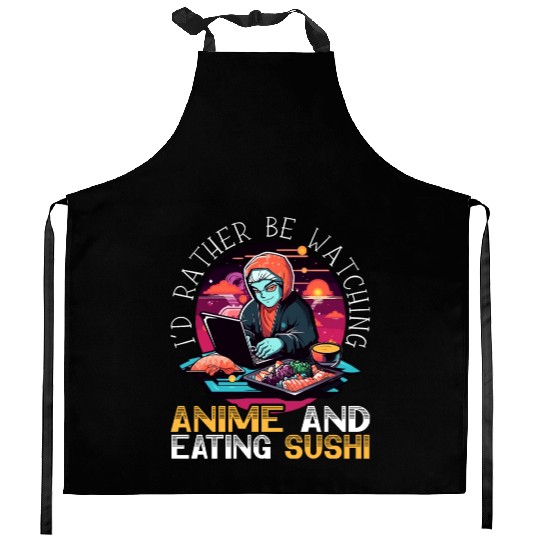 Anime Sushi Lover Nigiri Sashimi Food Manga Otaku Kitchen Aprons