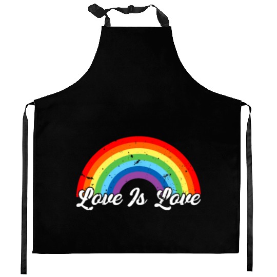 Gay Pride Vintage Rainbow LGBT Love Is Love Kitchen Aprons