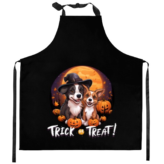 Halloween Cute Dogs Trick or Treat Dog Lovers Kitchen Aprons