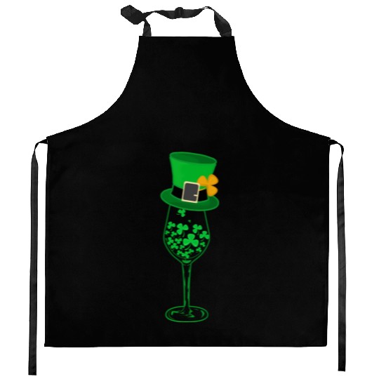 Irish Green Shamrock St Patrick's Day Wine Drinkin Kitchen Aprons
