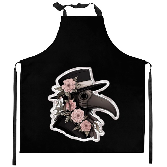 Cute Floral Plague Doctor Kitchen Aprons