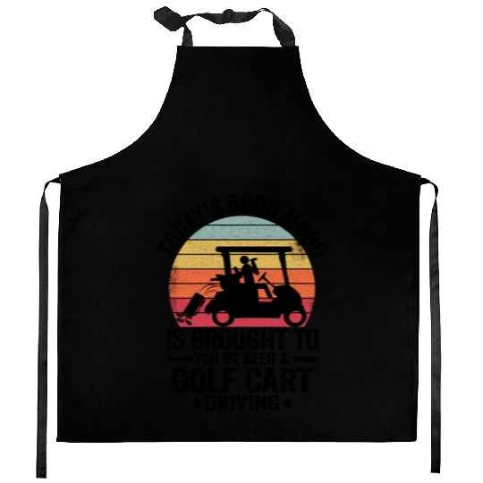 Beer Golf Cart Funny Golfer Vintage Golfing Quotes Kitchen Aprons