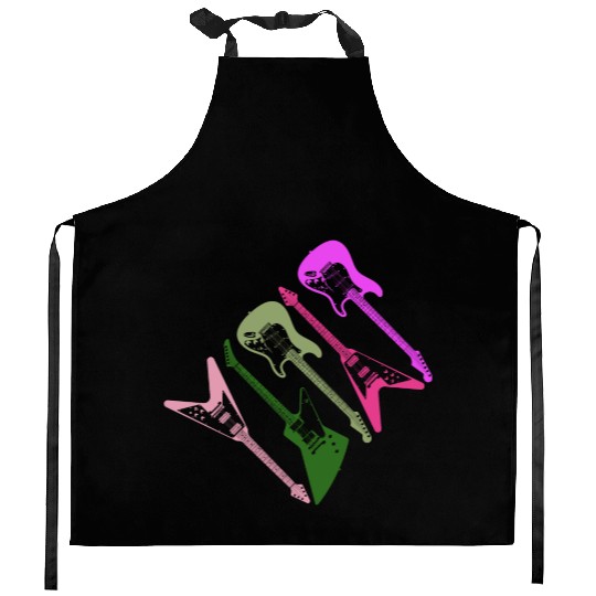 80s Guitars Kitchen Aprons