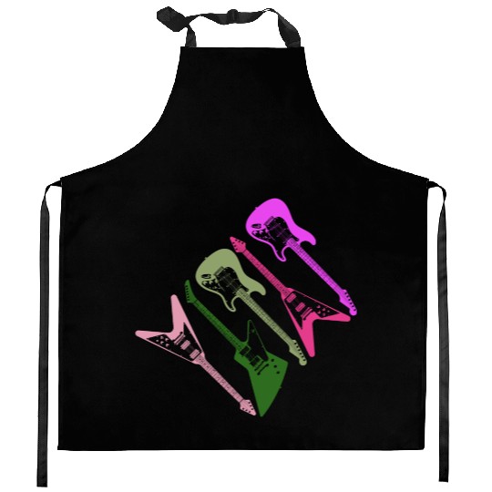 80s Guitars Kitchen Aprons