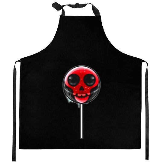 Red Skull Lollipop Trick Or Treat Halloween Kitchen Aprons