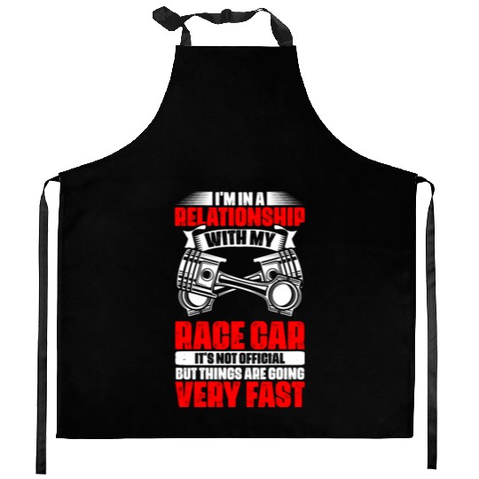 Funny Race Car Relationship For A Racecar Driver Kitchen Aprons