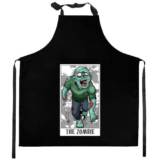 Funny The Zombie Tarot Card For Tarot Cards Kitchen Aprons