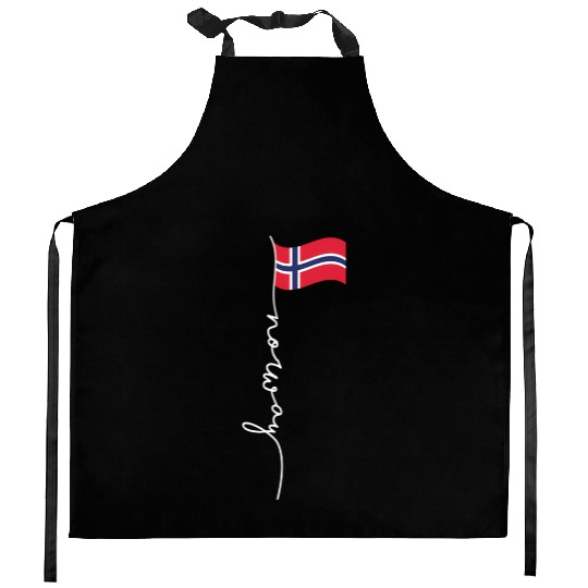 Norway Signature Flag Pole - Patriotic Norwegian Kitchen Aprons