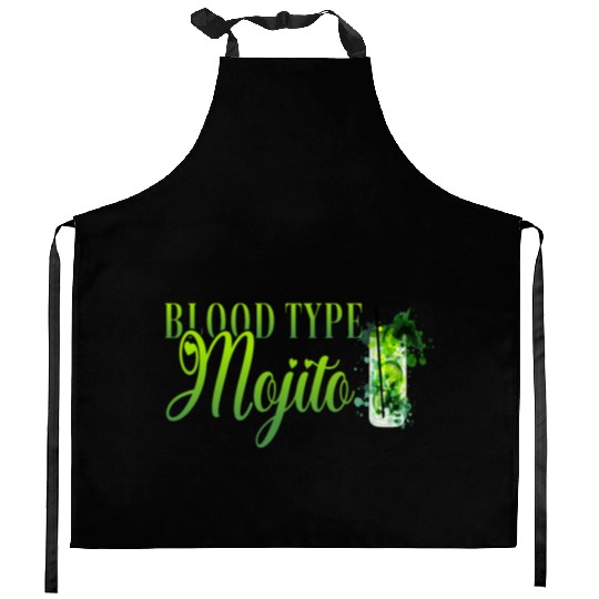 Blood Type Mojito Cocktail Bartender Kitchen Aprons