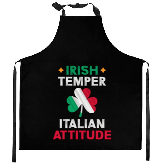 Irish Temper Italian Attitude Flag Shamrock St Kitchen Aprons