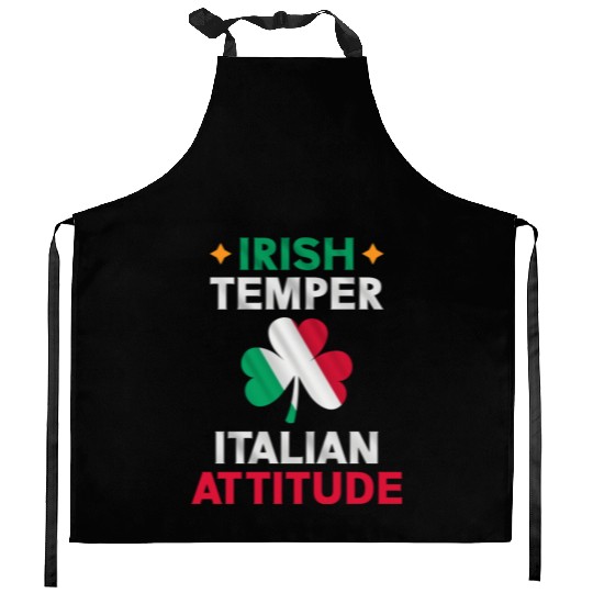Irish Temper Italian Attitude Flag Shamrock St Kitchen Aprons