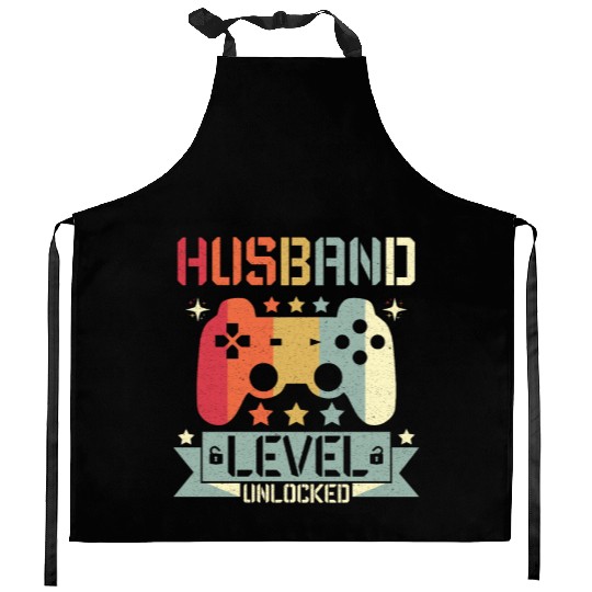 HUSBAND LEVEL UNLOCKED Kitchen Aprons