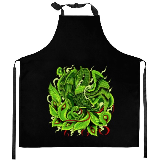 Mythical Creature From Japan Japanese Phoenix Kitchen Aprons
