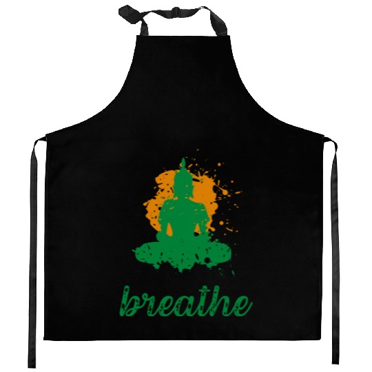 Breathe quote Buddha graphic Kitchen Aprons