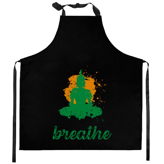 Breathe quote Buddha graphic Kitchen Aprons