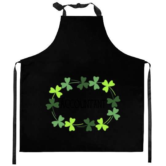 Accountant Green Shamrock Oval Kitchen Aprons