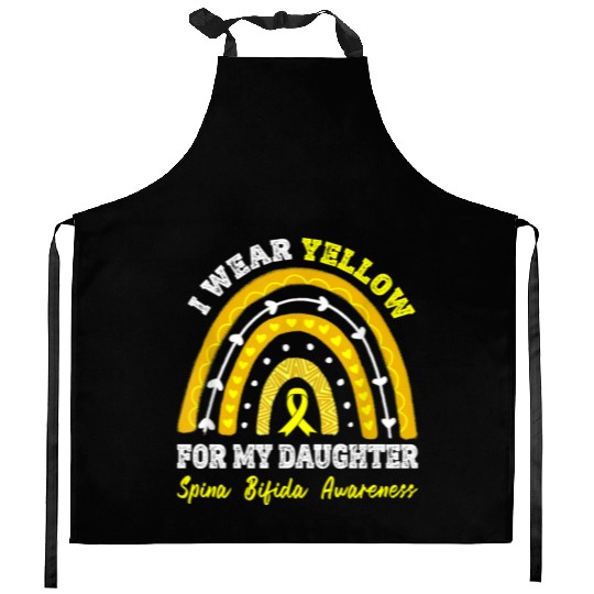 Spina Bifida Awareness Rainbow I Wear Yellow For Kitchen Aprons