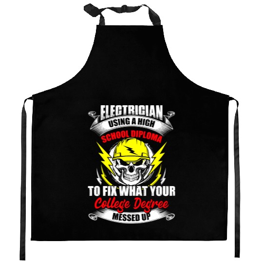 Electrician Using A High School Diploma To Fix Kitchen Aprons