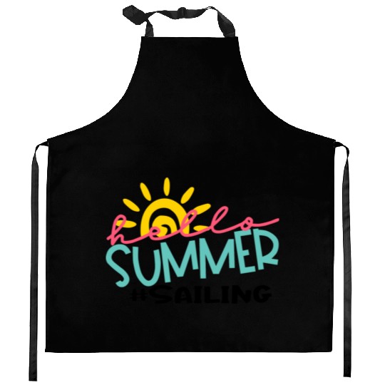 Hello Summer Sailing Kitchen Aprons