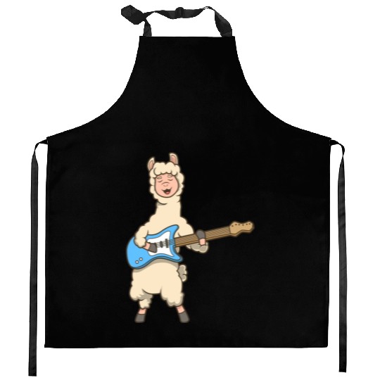 Comic Llama Plays Electric Guitar Kitchen Aprons