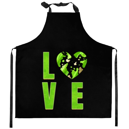 I Love My Planet I Love The Earth Day Kitchen Aprons