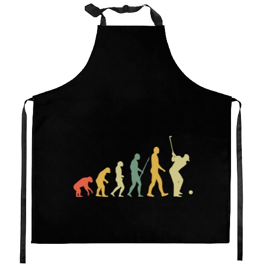 Golf Player Evolution Golf Club Golfer Golf Retro Kitchen Aprons