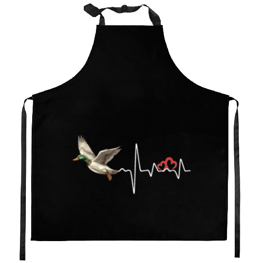 Duck Hunting Love Heartbeat Duck Hunter Kitchen Aprons