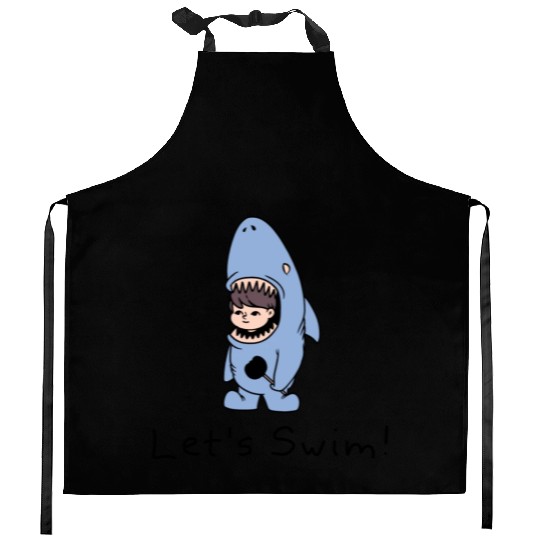 Lets Swim Shark Kid Kitchen Aprons