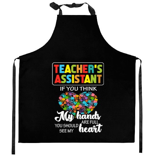 Teacher Assistant Cute Heart Quote Gift Kitchen Aprons For