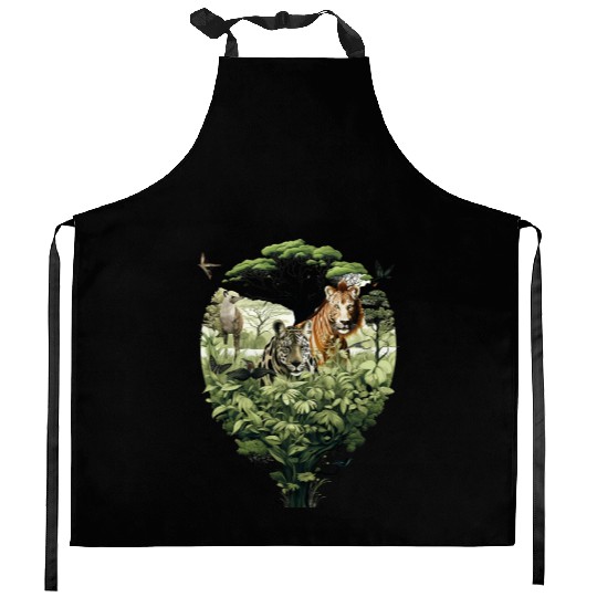 Lion, safari, jungle, nature, travel, gift Kitchen Aprons