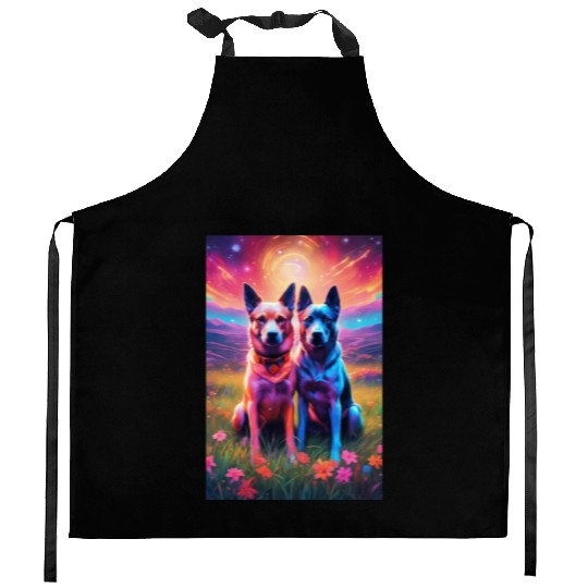 two dogs portrait lushill style artgerm and james Kitchen Aprons