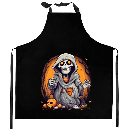 Eerie Halloween Ghoul Art, Spooky Season Delight 5 Kitchen Aprons