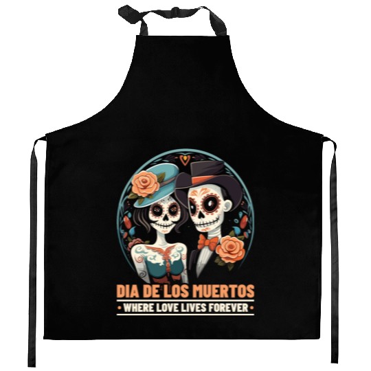 Dia De Los Muertos Sugar Skull Mexican Holiday Kitchen Aprons