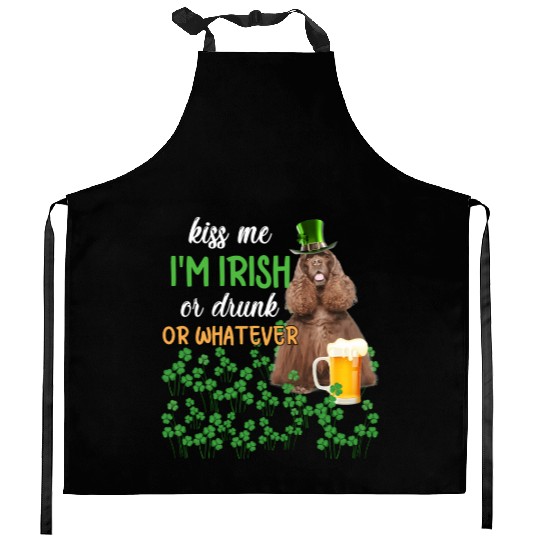 American Cocker Spaniel Kiss Me I'm Irish Or Drunk Kitchen Aprons