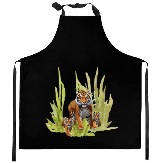 Wildlife Endangered Tiger Cubs Kitchen Aprons