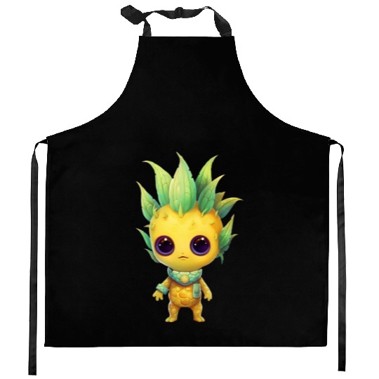Alien Pineapple Fusion: Punk Hairstyle Kitchen Aprons