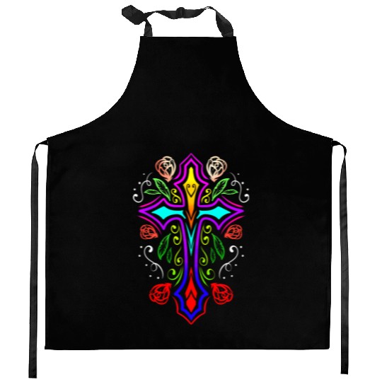 Day Of The Dead Cross Dia De Los Muertos Kitchen Aprons
