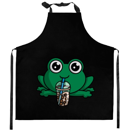 Bubble Boba Tea Drink Frog Cute Anime Kawaii Toad Kitchen Aprons