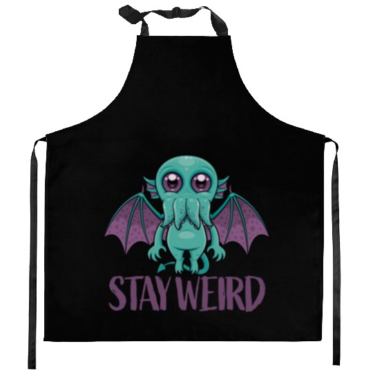 Stay Weird Cute Cthulhu Monster Kitchen Aprons
