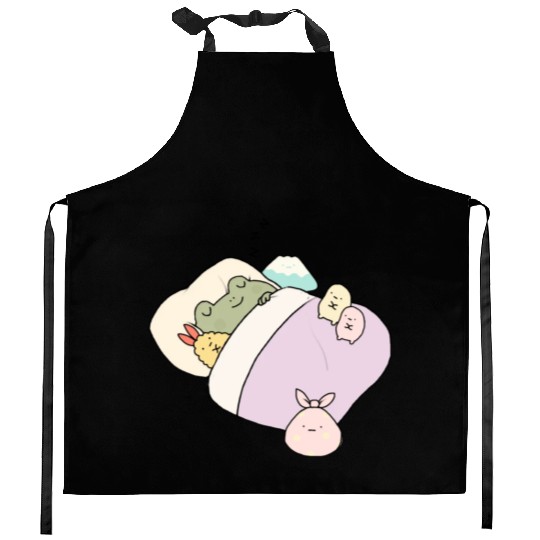 Sleepy Frog With Friends Kitchen Aprons