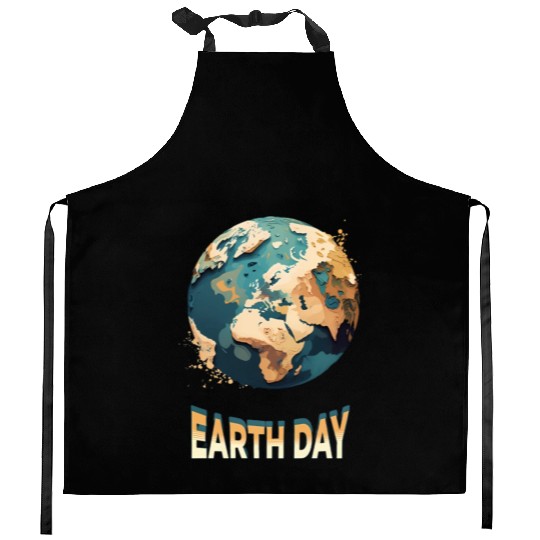 Earth Day: unique illustration earth design Kitchen Aprons