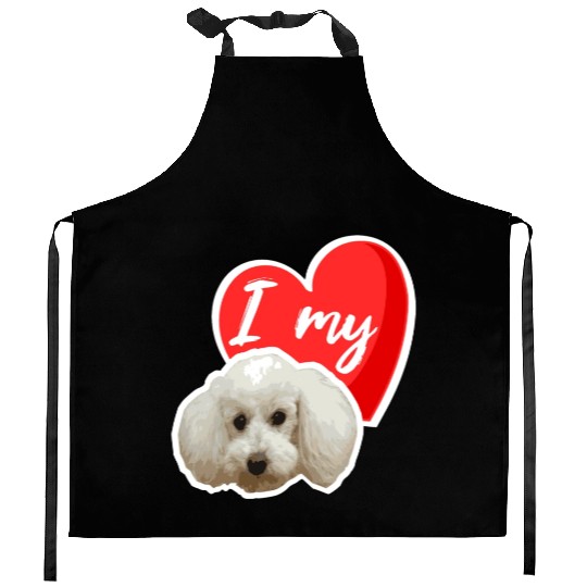 Cute poodle design makes the hearts beat faster Kitchen Aprons