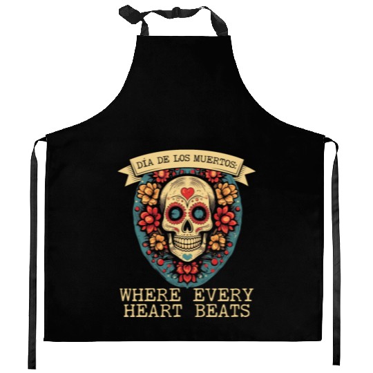 Dia De Los Muertos Sugar Skull Mexican Holiday Kitchen Aprons