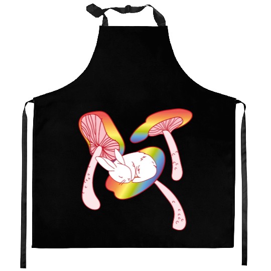 LGBT FLAG BUNNY MUSHROOM (rainbow) Kitchen Aprons