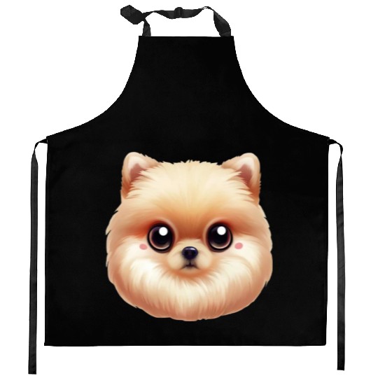 Playful Pomeranian Artwork Kitchen Aprons