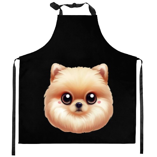 Playful Pomeranian Artwork Kitchen Aprons